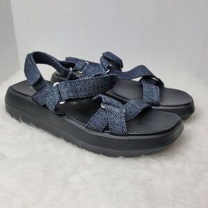 Stuart Weitzman Moxie Blue Navy Denim Platform Sport Sandals Size 8